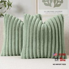 Faux Fur Decorative Throw Pillow Covers 18" x 18" Pack of 2 2 Sage Green