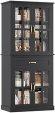 71'' Tall Kitchen Cabinet with Glass Doors and Drawer,