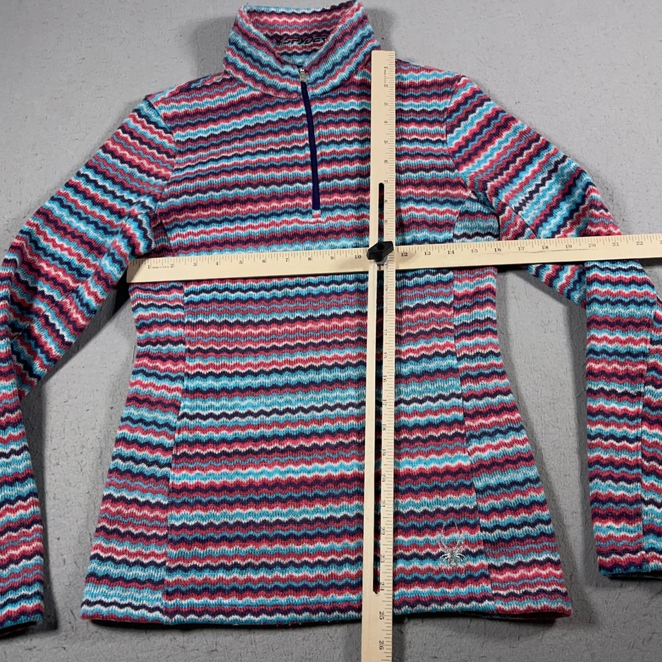 Pullover polar Spyder para mujer 10 rayas en zigzag 1/4 cremallera azul rosa cálido esquí al aire libre Foto 3 de 4