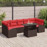 Vidaxl Gartensofa-Set Mit Kissen Mit Speicher 8 Pcs Braun Poly Rattan Neu