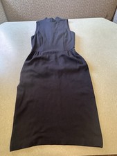 Banana Republic Black Sheath Dress Mock Neck Button Accent Sleeveless Size 4