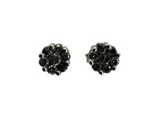 Solid 10K White Gold Diamond Cluster Stud Earrings