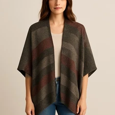 Do Everything In Love Plaid Knit Poncho Wrap Cape Shawl Fall Winter