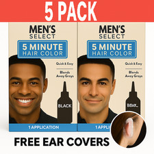 5X Pack Mens Select Hair Color Dye Black or Dark Brown 5 Minute Gel Men Coloring