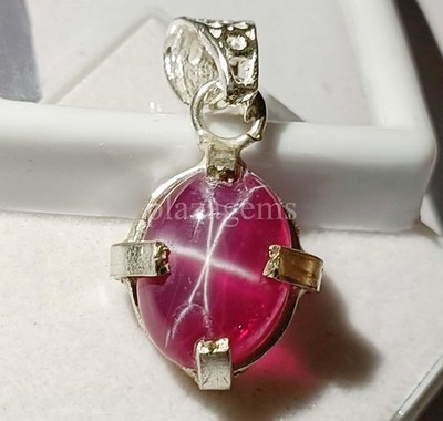 26.65 Ct 6 Rays Star Ruby Pendant Natural Pink Gem Oval Cut 925 Silver Gems 5OSP