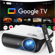 Official Licensed Google TV Smart Projector, HAPPRUN 4K UHD Home Theater with Do