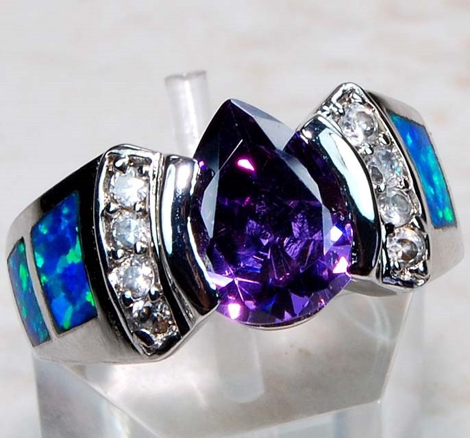 2CT Amethyst 925 Solid Sterling Silver Ring Sz 8 PC5-3