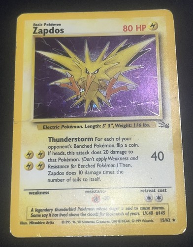 Pokemon - Zapdos Holo - 15/62 - Fossil - Rare Card - LP