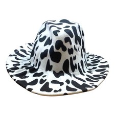 White Black Cowprint Cowboy Hat Uk Onesize 