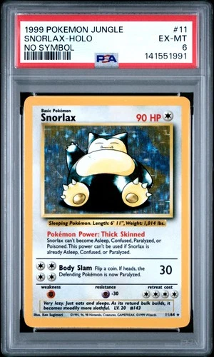 PSA 6 Snorlax Holo 11/64 No Symbol Pokemon Jungle