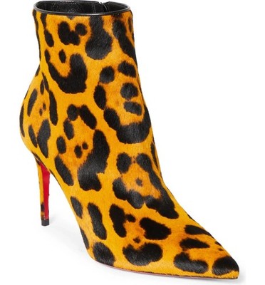 NEW Christian Louboutin So Kate 85 Spicy Leopard Pony Hair Booty  Size 36