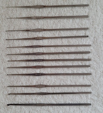 Vintage Set of 12 Bucilla Metal Crochet Hooks Sizes 00, 1, 2, 4-10, 12, and 14