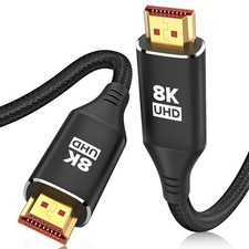 8K HDMI 2.1 Cable 15FT, 48Gbps Ultra High Speed Braided Cord for 4K/8K TV