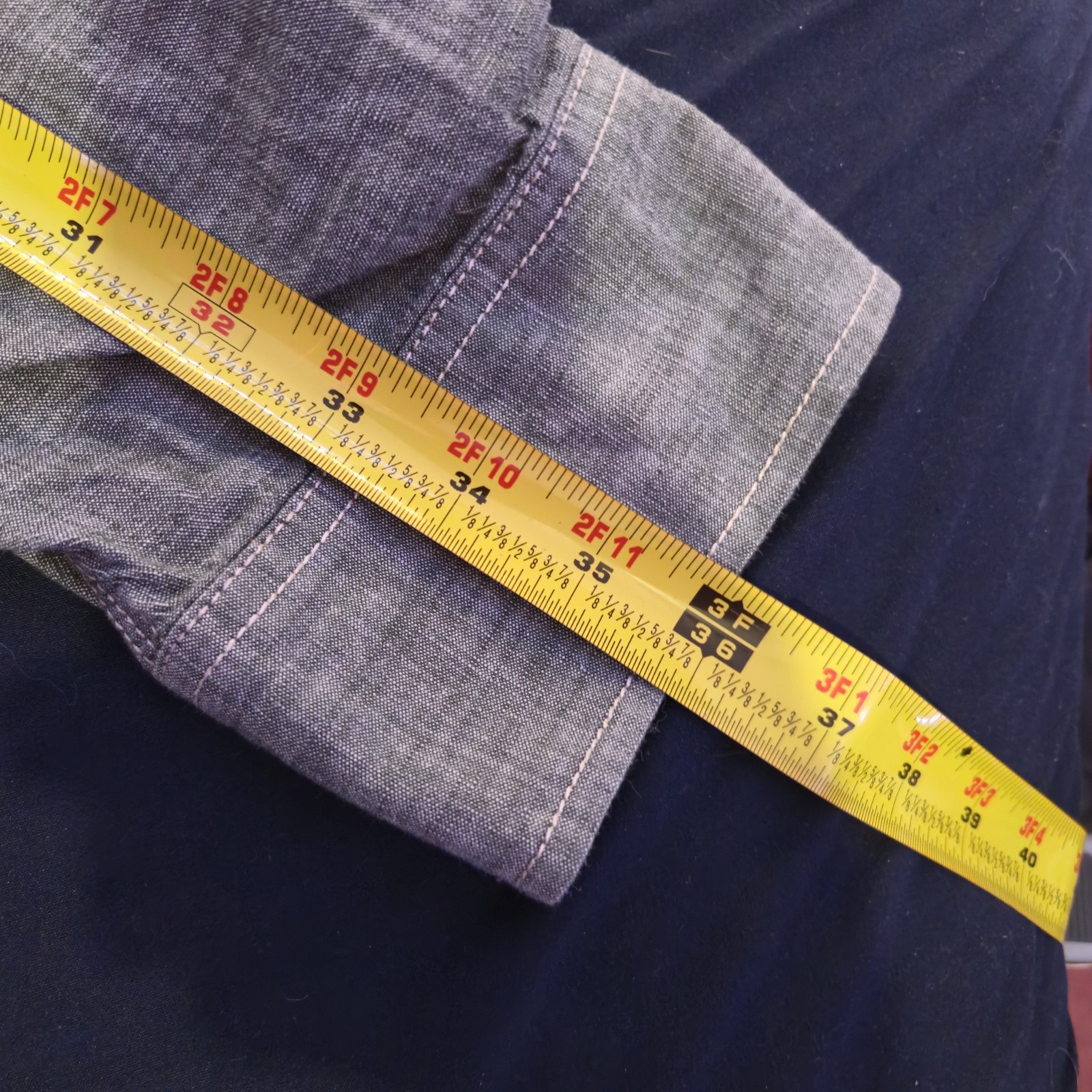 ​Lucky Brand Dungarees Shirt Men's XL Gray Chambray Gene Montesano Workwear image 10
