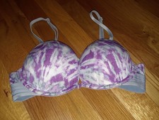 Victoria's Secret PINK Purple Gray Where Everywhere Super Push Up Bra 34B