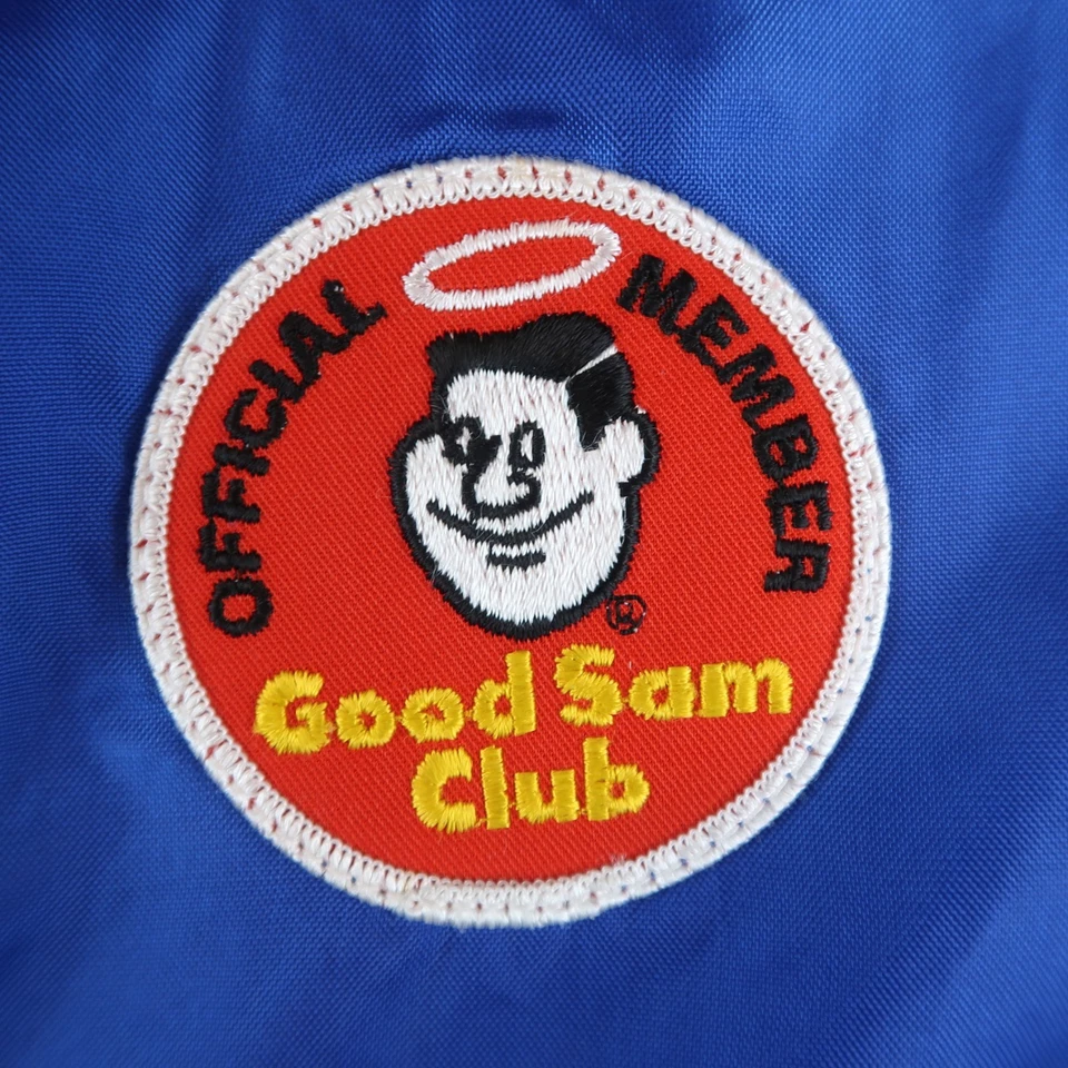 Chaqueta cortavientos vintage años 80 Crown California Racing de nailon L Good Sam Club Foto 3 de 4