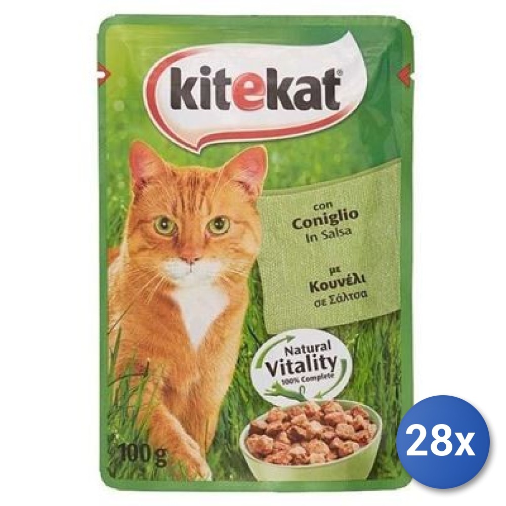 Kitekat Buste 100g Coniglio in Salsa - 28 Pezzi | Scorta Risparmio Gatto