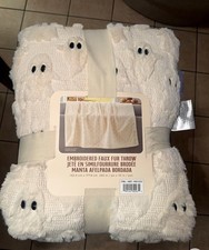 Costco Halloween White Ghost Faux Fur Throw Soft Blanket 60x70 VIRAL TIKTOK NEW