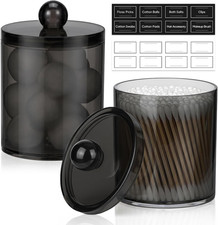 2 Pack Clear Acrylic Qtip Holder Dispenser Cotton Swabs Balls Pads 10oz Lids