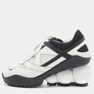 Christopher Kane Looner Size 36 WhiteBlack Leather and Mesh Wedge Sneakers