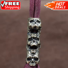 Three Layers Skull Head Brass Knife Bead EDC Paracord Lanyard DIY Charm Pendant