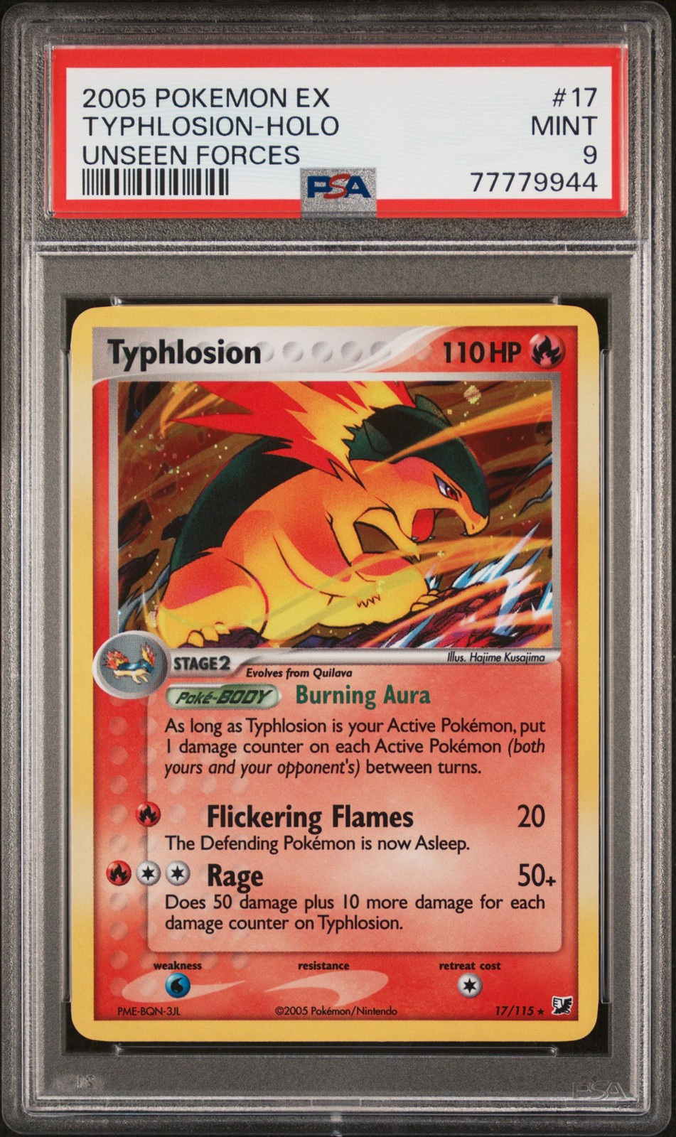 2005 Pokemon Ex Unseen Forces Holo Typhlosion #17 PSA 9