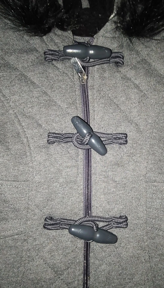 Limited Too Girls Black Hooded Fur Fleece Jacket W/ Metallic Trim Size 5/6 - Image 3 of 4