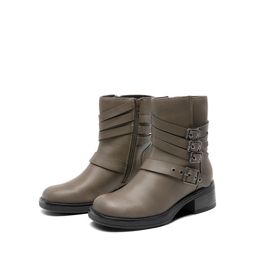 Women's Ankle Boots Round Toe Low Block Heel Ankle Shoes for Causal Work - Picture 3 of 20
