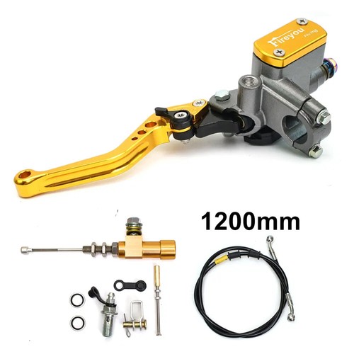 7/8 in Motorcycle Hydraulic Brake Clutch Kit Lever Master Cylinder Pump Oil Hose - Picture 16 of 30