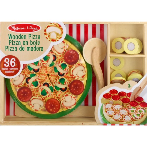 Wooden Pizza Party Play Food Set With 36 Toppings