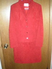 Vintage Abe Schrader Woman s Faux Suede Two Piece Suit, pencil skirt, red sz.10