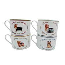 The Danbury Mint Yorkshire Terrier Dog Dishes Mug Cups Set of 4 Assorted Yorkie