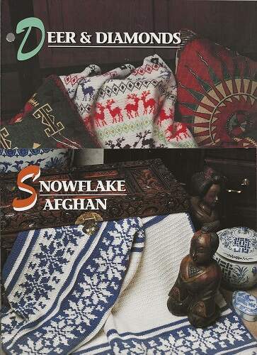 Trapunta all'uncinetto Deer & Diamonds & Snowflake Afghans Club entrambe Annie - Foto 1 di 3