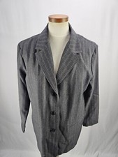 Alfred Dunner Women's Gray Stripe Blazer Jacket 12