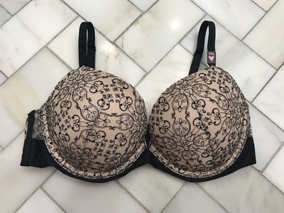 NWT Victoria's Secret Very Sexy Push-up bra 34D Black Nude Lace Fast