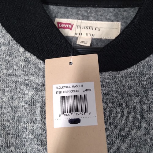 Levis Strauss Varsity Bomberjacke Herren Large Grau Schwarz Langarm Druckknopf - Bild 4 von 10