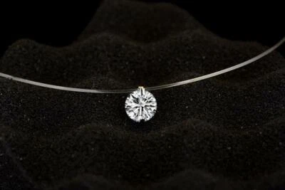 Durchsichtige Halskette mit Zirkonia Edelstein Kristall Silber Kette Anhänger  - Bild 1 von 4