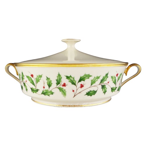 Lenox China HOLIDAY Covered Round Vegetable Bowl Christmas Casserole 1st Quality - Picture 6 of 9