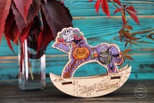 DIY Cross Stitch Kit Halloween on Wood Cross Stitch Craft Set for Decor Gifting
