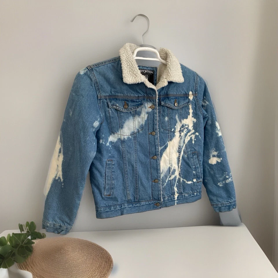 Chaqueta Jean Distortion Sherpa Azul Camionero Niños Talla 14/16 L Envejecida Foto 2 de 4