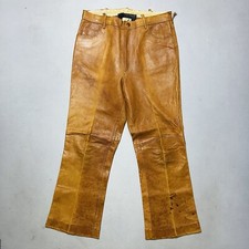 Vintage 70s Antelope Soft Leather Pants Hippie Boho Brown Bell Bottoms 32x28