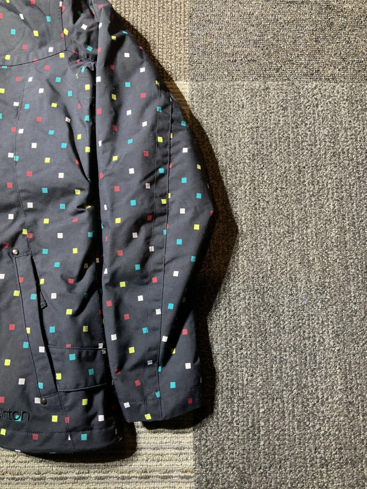 burton ski coat hood dryride full zip polka pockets jacket