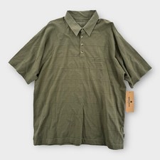 NWT Woolrich Polo Shirt Mens Large Green Short Sleeve Cotton Front Pocket Stripe