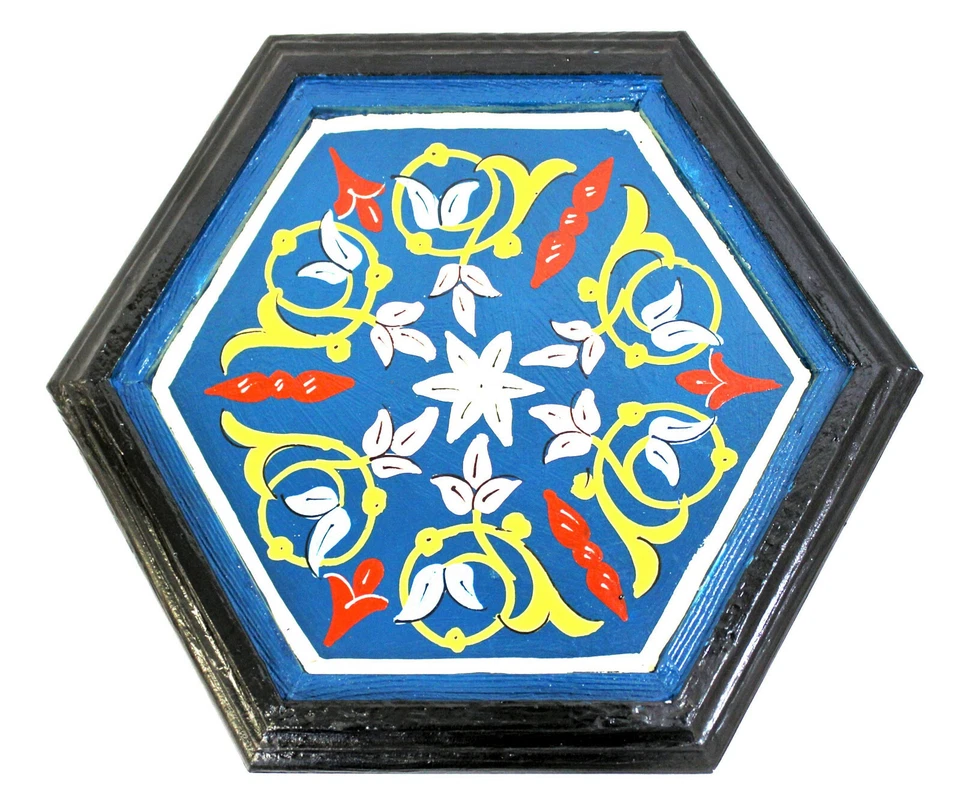 Moroccan Side Table Accent End Corner Piece Blue Authentic Painted Decor Size 1 - Image 4 of 4