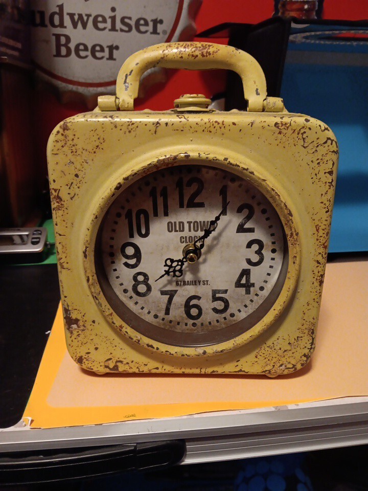 Old Town Clock 67 BAILEY ST Steam Punk Shabby Chic Yellow Distressed Paint eBay