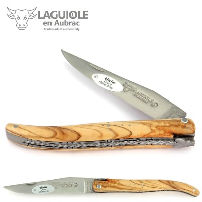 Laguiole Aubrac Taschenmesser 12 cm Holz Olive Doppelplatine Spiralfeder Messer