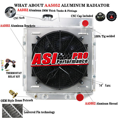 4Row Aluminum Radiator+Shroud Fan For 64-1966 Ford Mustang Falcon Comet V8 HOT
