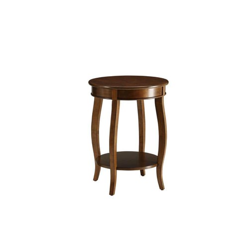 Acme Furniture End Table Modern Style 18" Walnut Round Wood w/ Open Storage - Picture 5 of 10