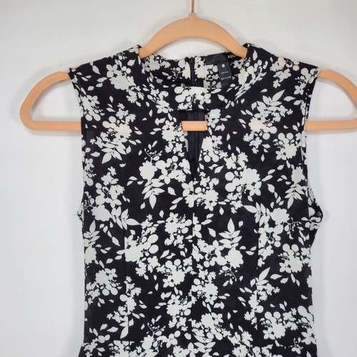 Aqua Womens Dress sz XS Black White floral print halter top short length summer - Picture 5 of 9