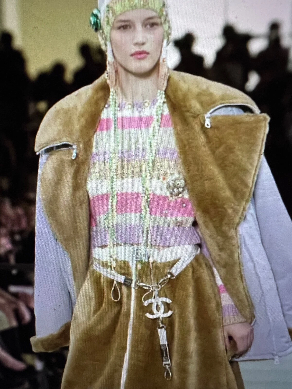 GIACCA CHANEL 01A VINTAGE IDENTIFICAZIONE PUFFER BLU ECRU MUS LOGO CC 40 38